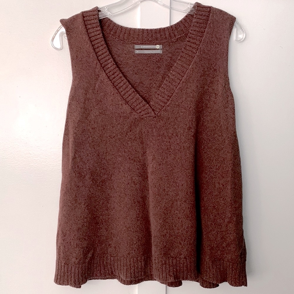 Anthropologie Camilla Brown V-Neck Sleeveless Sweater Vest